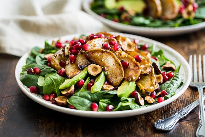 Roasted Pear Spinach Salad with Hazelnuts | Get Inspired Everyday!