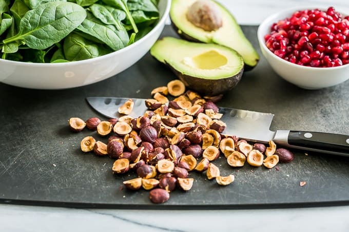 Roasted Pear Spinach Salad with Hazelnuts | Get Inspired Everyday!