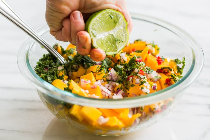 Fish Taco Slaw Bowls with Mango Salsa and Chipotle Aioli | Get Inspired Everyday!