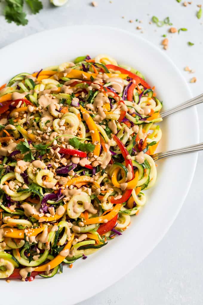 Rainbow Pad Thai Zucchini Noodle Salad | Get Inspired Everyday!