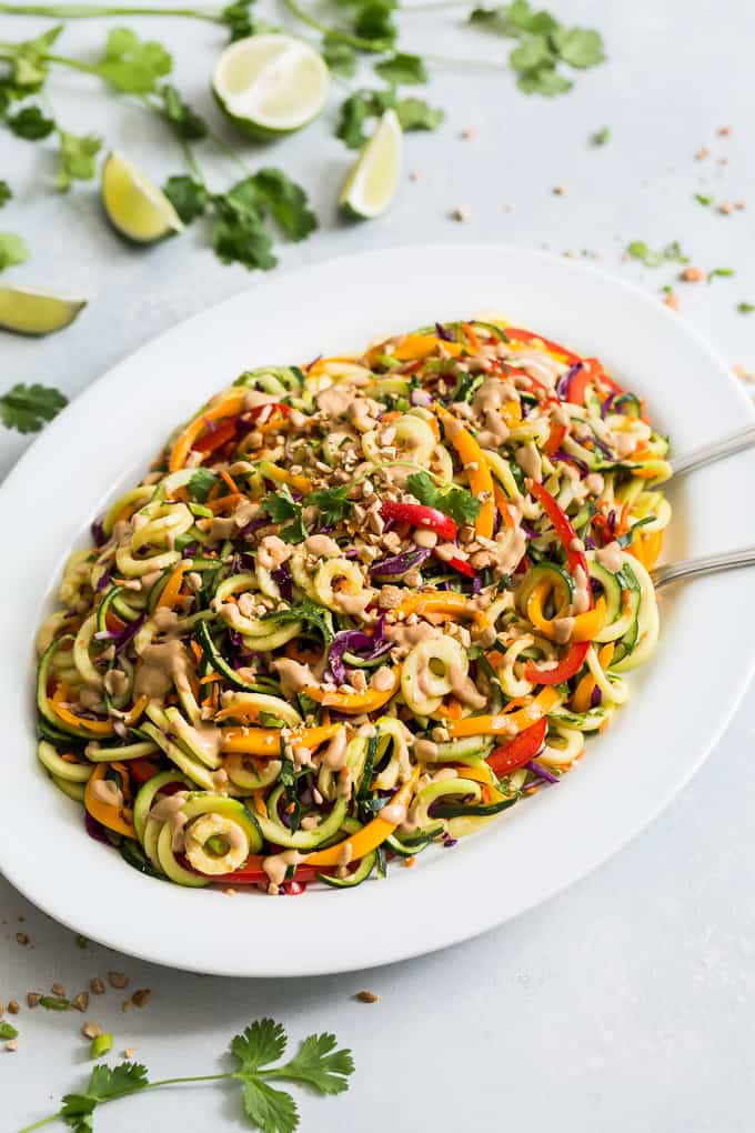 Rainbow Pad Thai Zucchini Noodle Salad | Get Inspired Everyday!