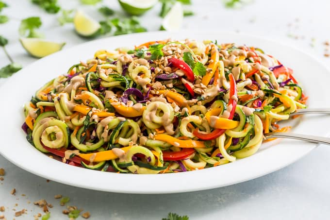 Rainbow Pad Thai Zucchini Noodle Salad | Get Inspired Everyday!
