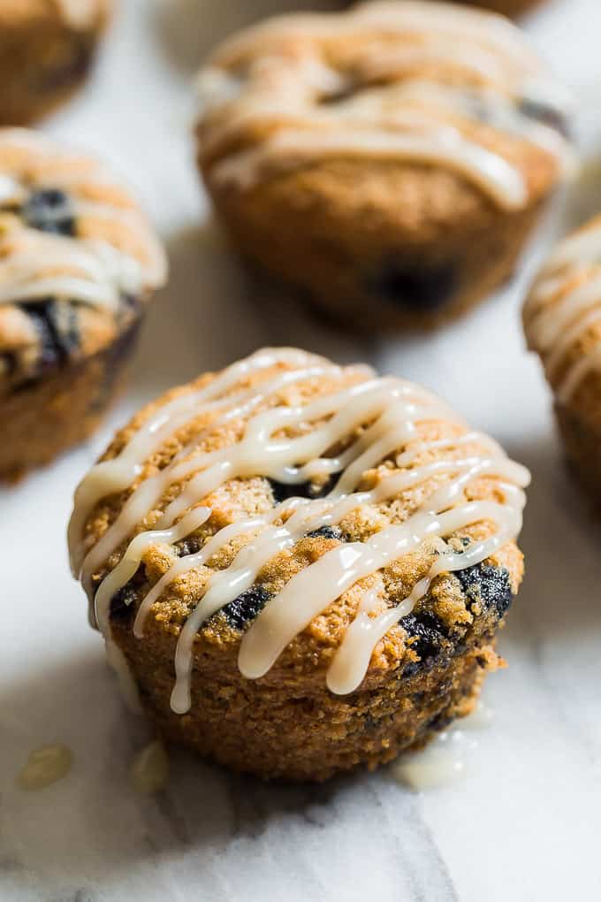 Grain Free Glazed Lemon Blueberry Muffins | Get Inspired Everyday!