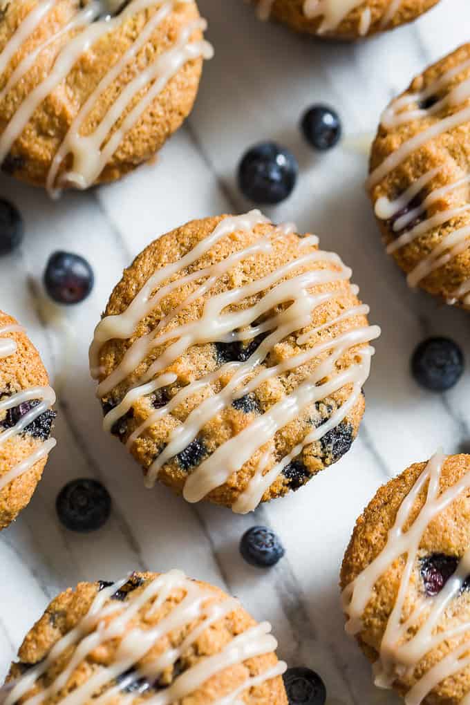 The best paleo blueberry muffins, perfectly fluffy and moist!