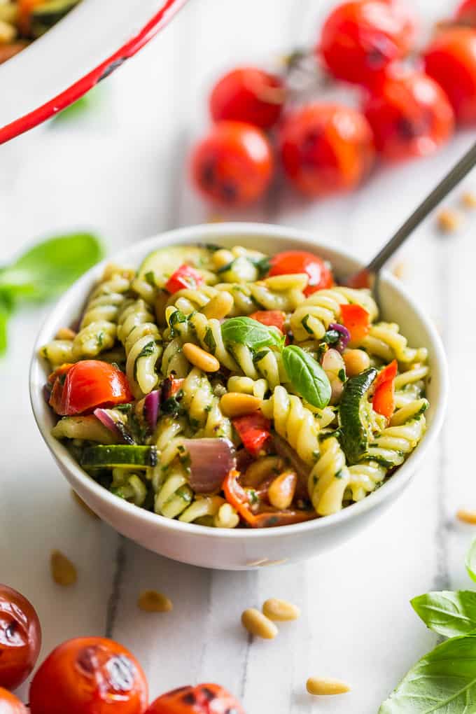 Grilled Summer Veggie Pesto Pasta Salad | Get Inspired Everyday!