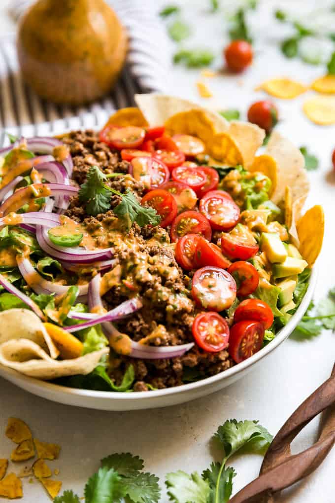 Fully Loaded Taco Salad with Salsa Dressing | Get Inspired Everyday!