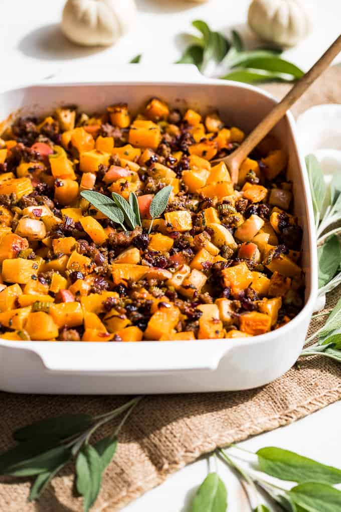 Paleo Butternut Sausage Apple Stuffing | Get Inspired Everyday!