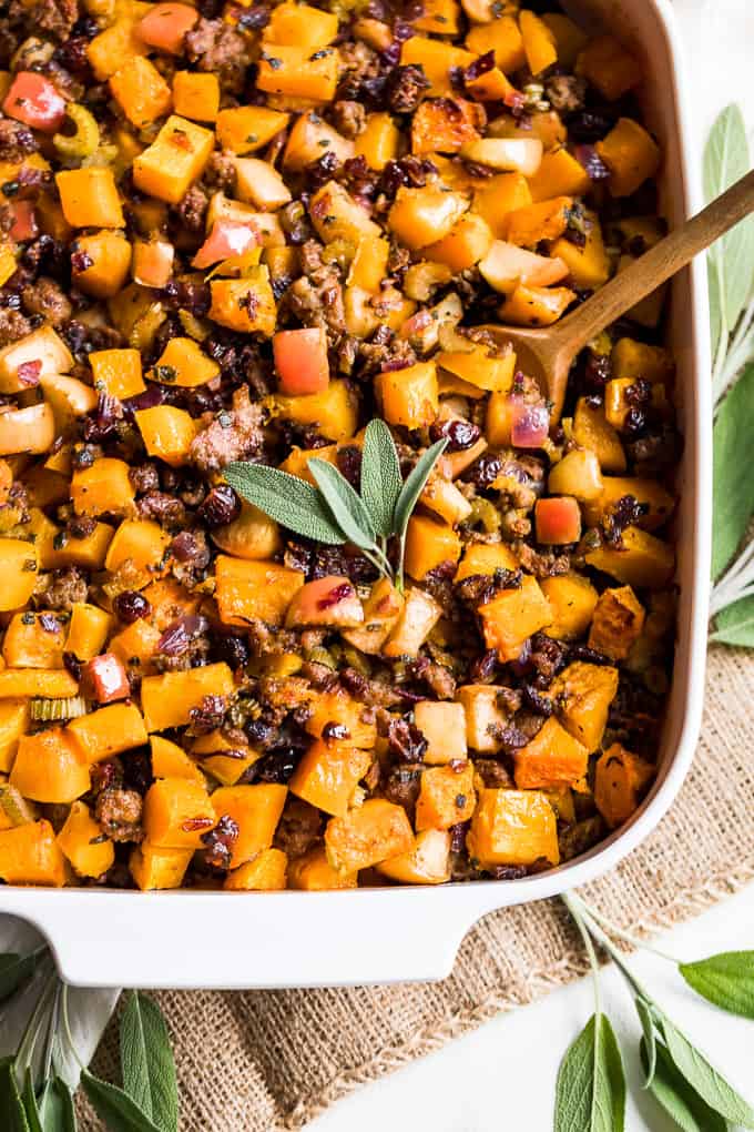 Paleo Butternut Sausage Apple Stuffing | Get Inspired Everyday!