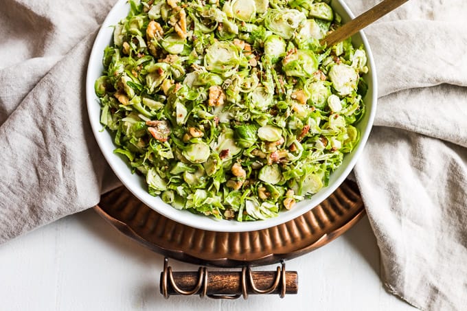 Shredded Brussels Sprouts Salad with Bacon Vinaigrette | Get Inspired Everyday!