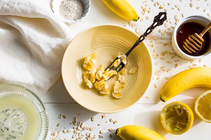 Mashed banana ready to mix into a facial mask!