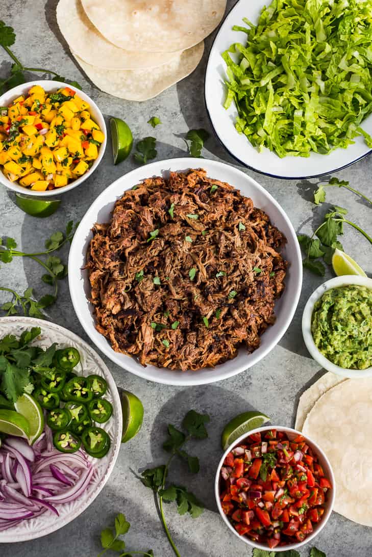 Carnitas spread for a healthy Cinco de Mayo!