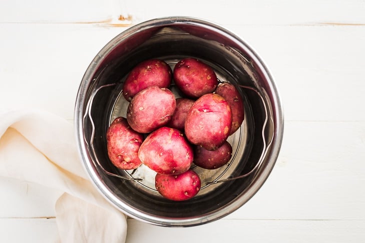 Potatoes prepped for pressure cooking in the Instant Pot!