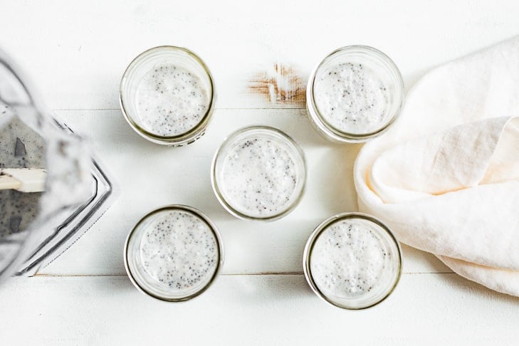 Portioning our meal prep chia pudding for each day of the week!