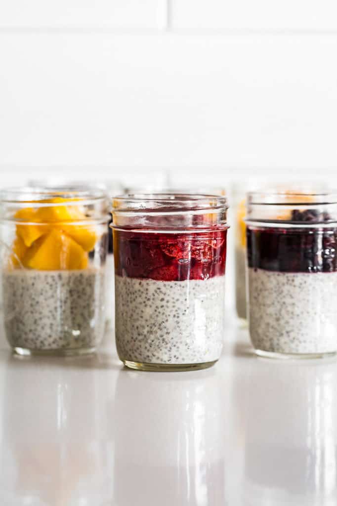 Meal Prep Chia Pudding recipe with fruit toppings!