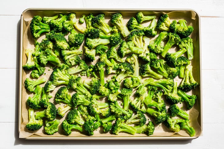 Frozen broccoli ready for roasting!