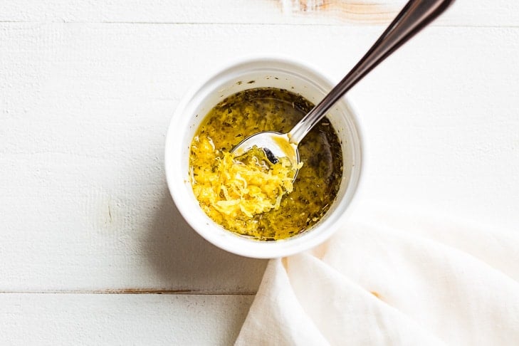 Lemon herb mixture for oven roasted broccoli from frozen!