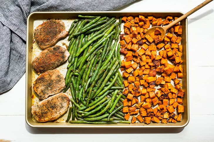 Easiest Ranch Pork Chop Sheet Pan Supper!