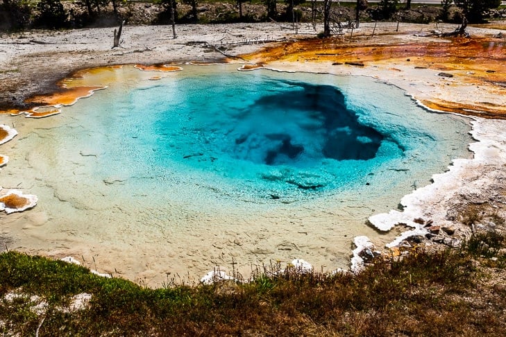The colors of the geysers in Yellowstone vary greatly, but they're all beautiful!