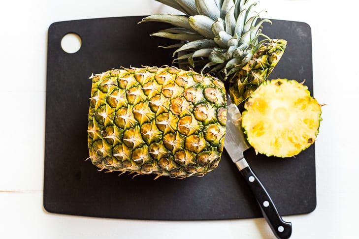 Prepping the pineapple for grilling!