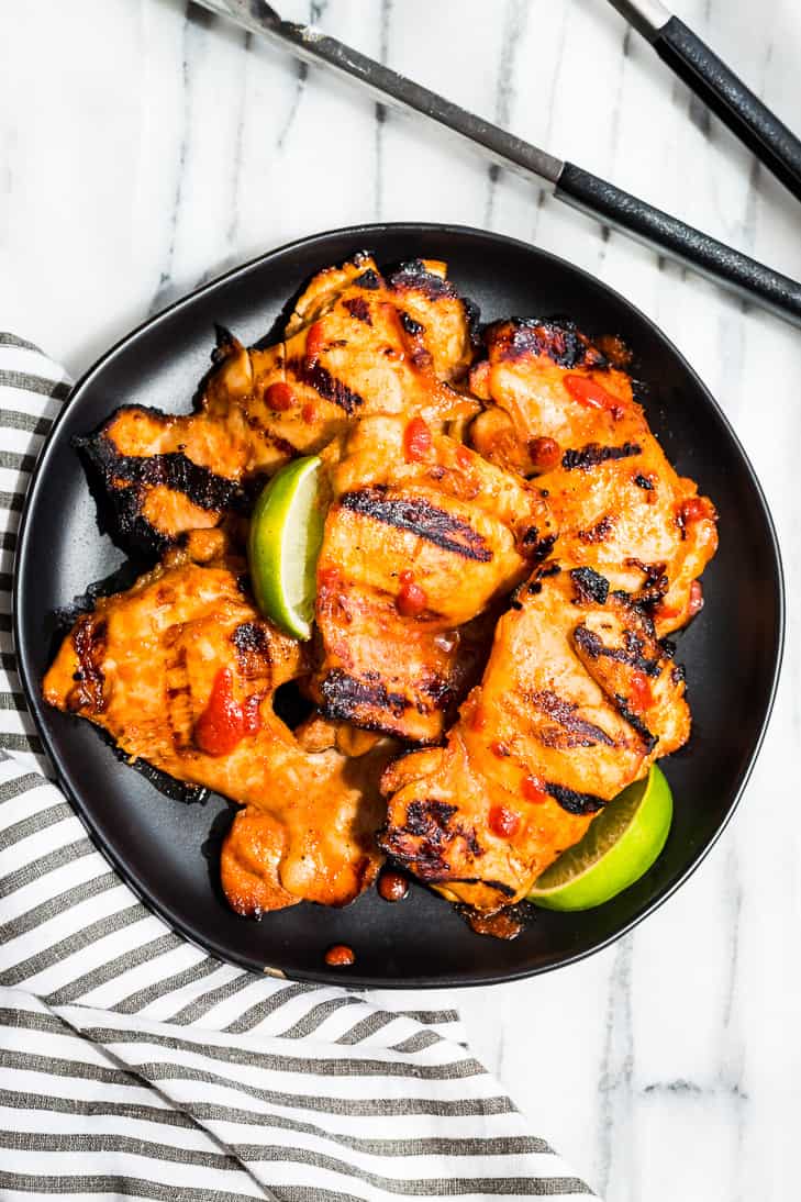 Grilled Honey, Lime & Sriracha Chicken Skewers