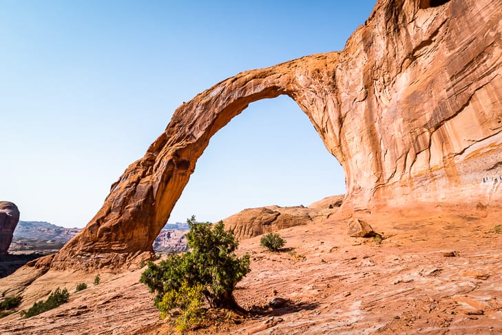 The back view of Corona Arch in Moab.