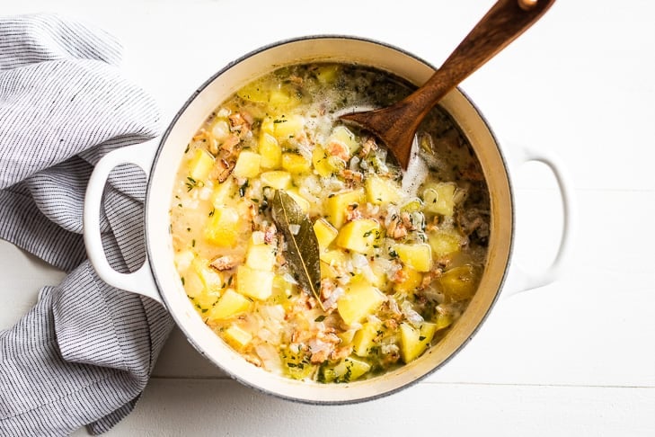 A photo of the simmered chowder just before the coconut cream is added in the final step.