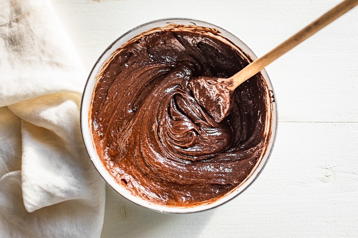 The flourless brownie mixture texture.
