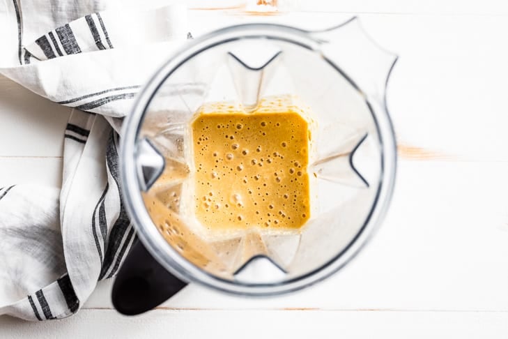 The blended batter for Healthy Banana Oatmeal Pancakes.