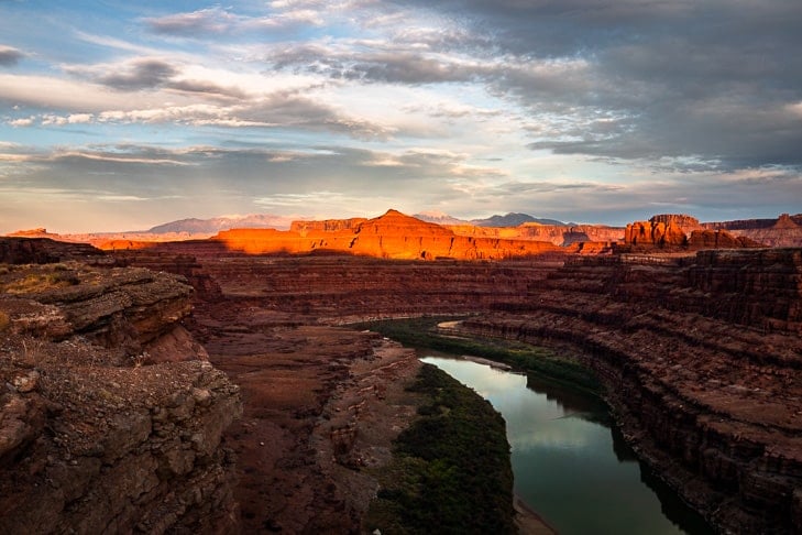 Sunset over the Colorado River along the Shafer Trail.