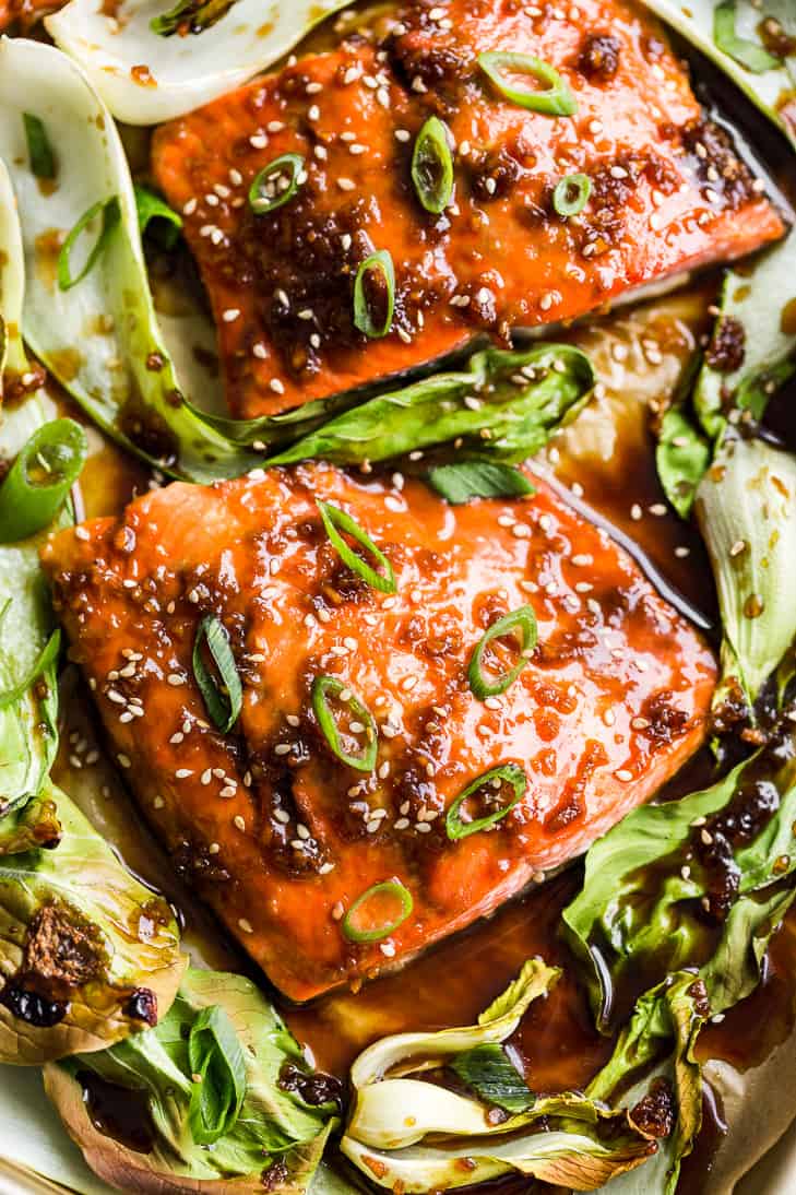 Teriyaki Sheet Pan Salmon as an easy dinner in these 30 Recipes to make for April.
