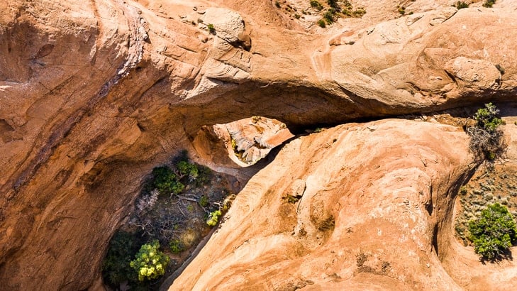 Above view looking down into Bowtie Arch.