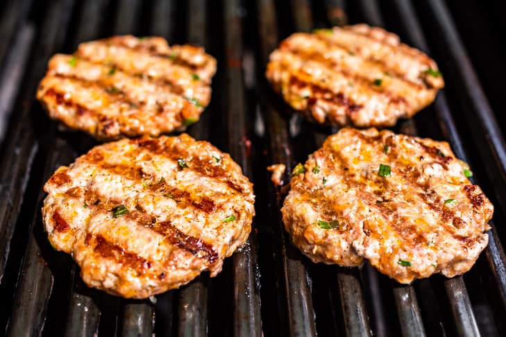 Banh Mi Burgers almost done on the grill.