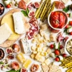 Straight down view of a large board or antipasto.