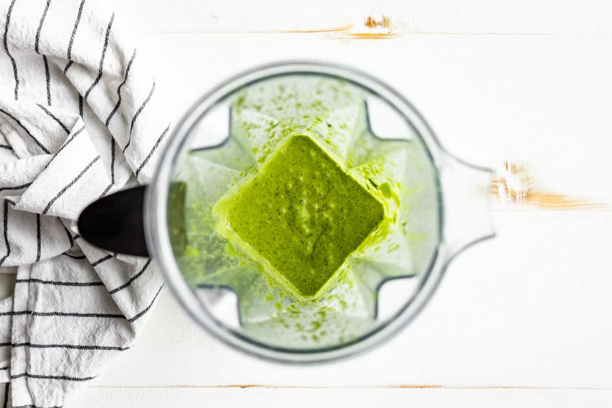 Cilantro Lime Dressing in a blender container.