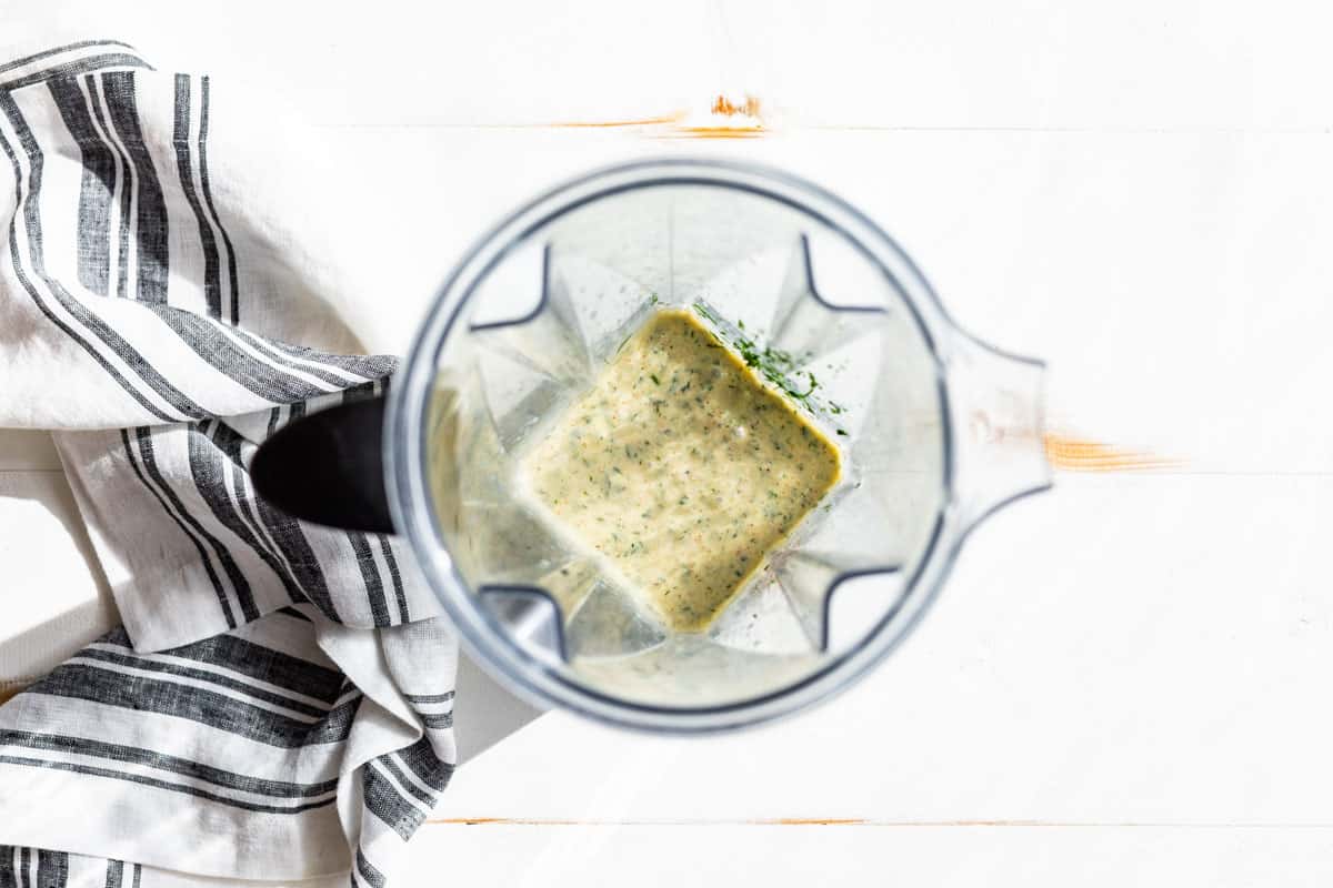 Finished Ranch Dressing in a blender container.