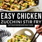 2nd Pinterest image for Easy Chicken Zucchini Stir Fry.