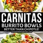 Pin for Carnitas Burrito Bowls.