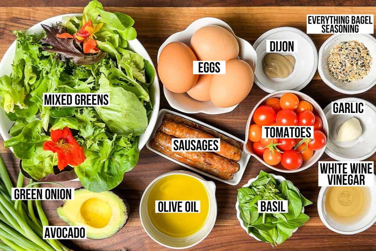 Mixed Green Salad with Honey Mustard, Eggs, and Toast Recipe