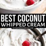 Pinterest image for coconut whipped cream.