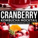 Pinterest image for cranberry kombucha mocktail.