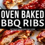 Pinterest image for oven baked ribs.