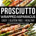 Pinterest image for prosciutto wrapped asparagus.