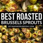 Pinterest image for roasted brussels sprouts.