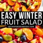 Pin image for winter fruit salad.
