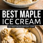 Pinterest image for maple ice cream.