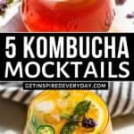 Pinterest image for 5 Kombucha Mocktails.