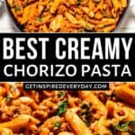 Pinterest image for Chorizo Pasta.