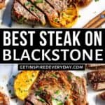 Pinterest image for Blackstone Steak.