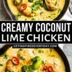 Pinterest image for Coconut Lime Chicken.