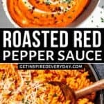 Pinterest image for Roasted Red Pepper Sauce.